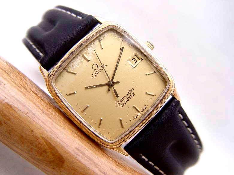 omega seamaster quartz vintage gold