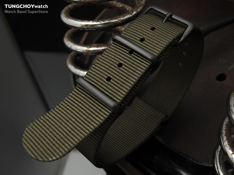 MiLTAT 20mm G10 Military Watch Strap Ballistic Nylon Armband, PVD Black - Military Green