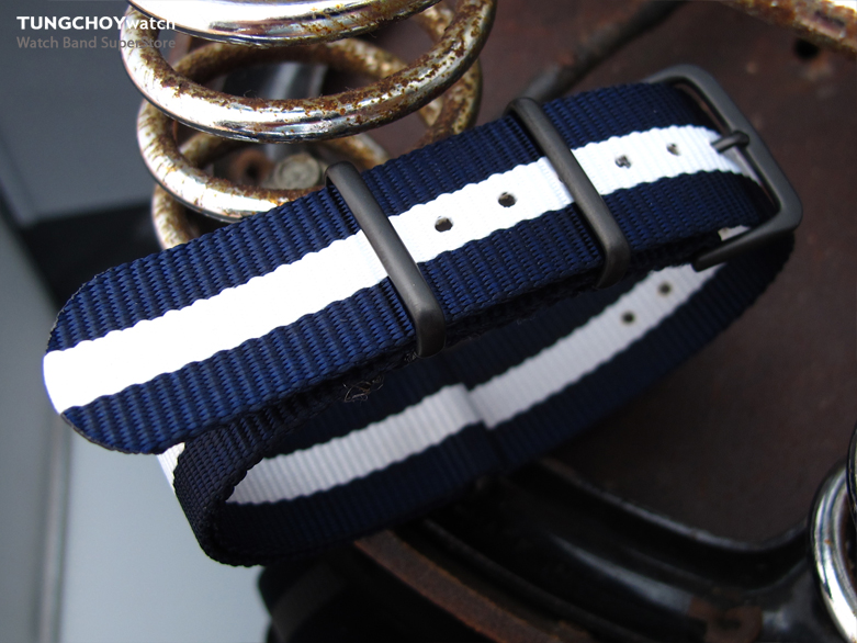 MiLTAT 20mm G10 military watch strap ballistic nylon armband, PVD - Blue & White