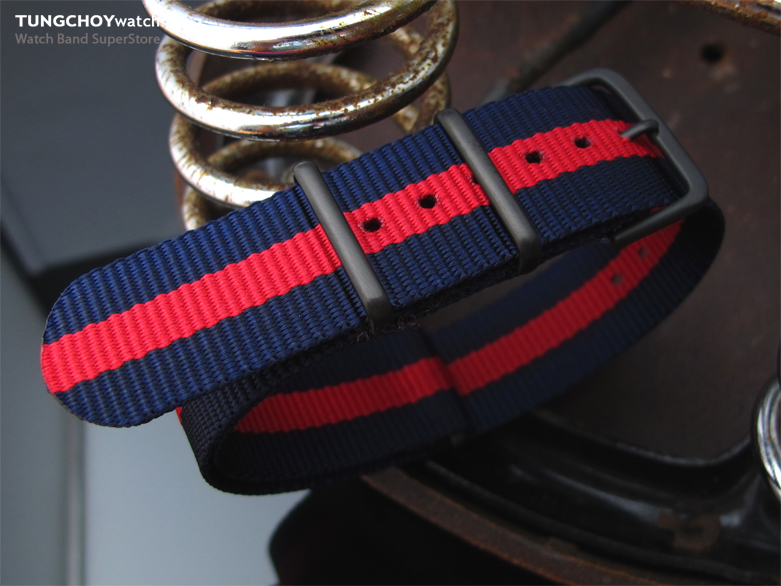 MiLTAT 20mm G10 military watch strap ballistic nylon armband, PVD - Red & Blue Stripes