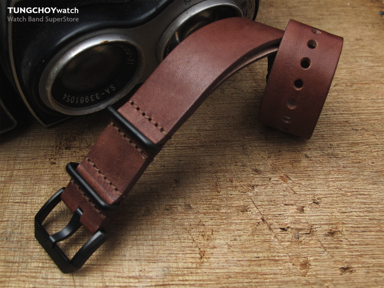 20mm MiLTAT Senno G10 Leather Watch Strap LV Beige, Brushed