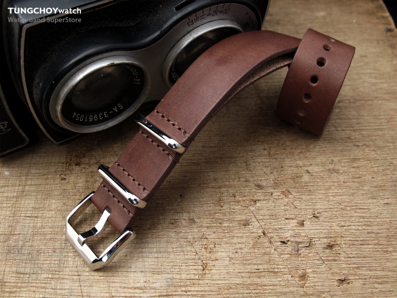 20mm MiLTAT Senno G10 Leather Watch Strap Cordura Brown, Polished