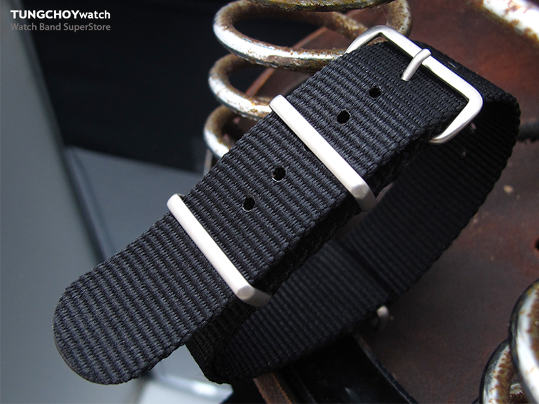MiLTAT 23mm G10 NATO Military Watch Strap Ballistic Nylon Armband, Brushed - Black