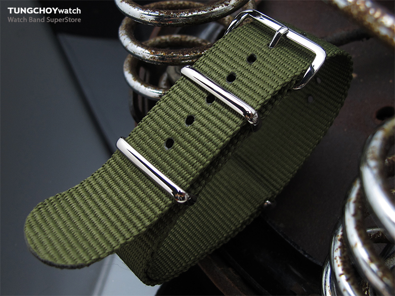 MiLTAT 21mm G10 military watch strap ballistic nylon armband, Polished - Forest Green