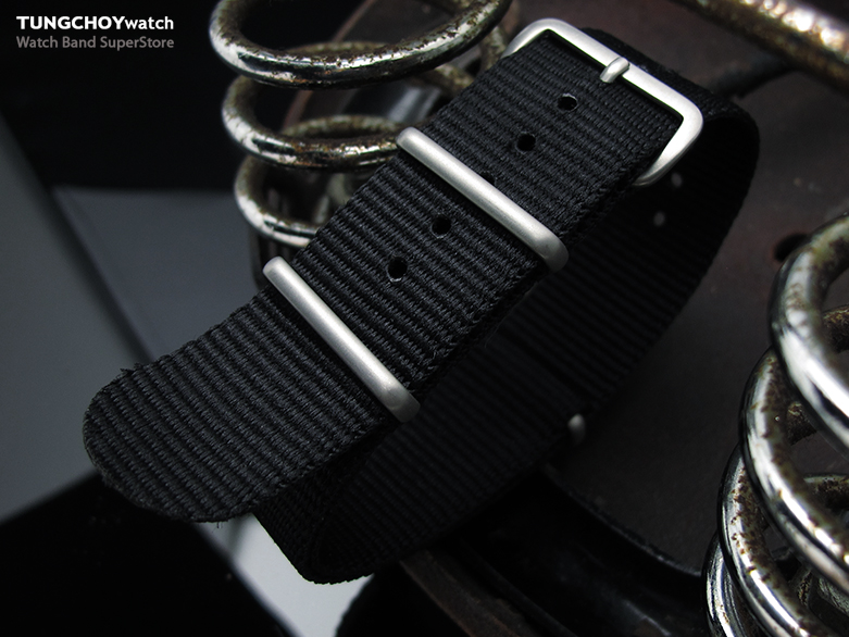 MiLTAT 18mm G10 military watch strap ballistic nylon armband, Brushed - Black