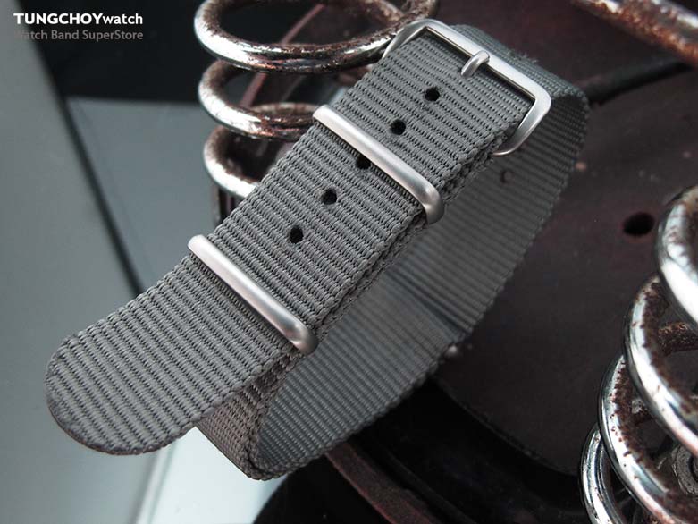 MiLTAT 22mm G10 Military Watch Strap Ballistic Nylon Armband, Brushed - Military Grey