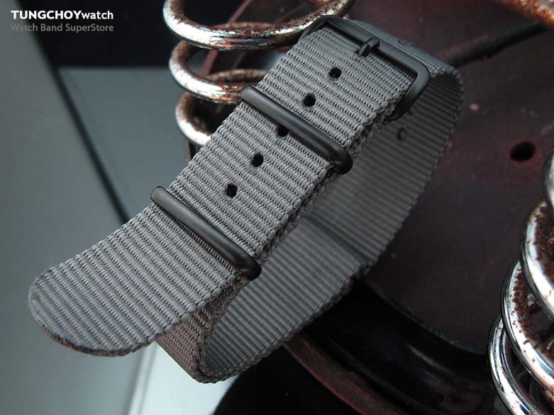 MiLTAT 22mm G10 Military Watch Strap Ballistic Nylon Armband, PVD - Military Grey