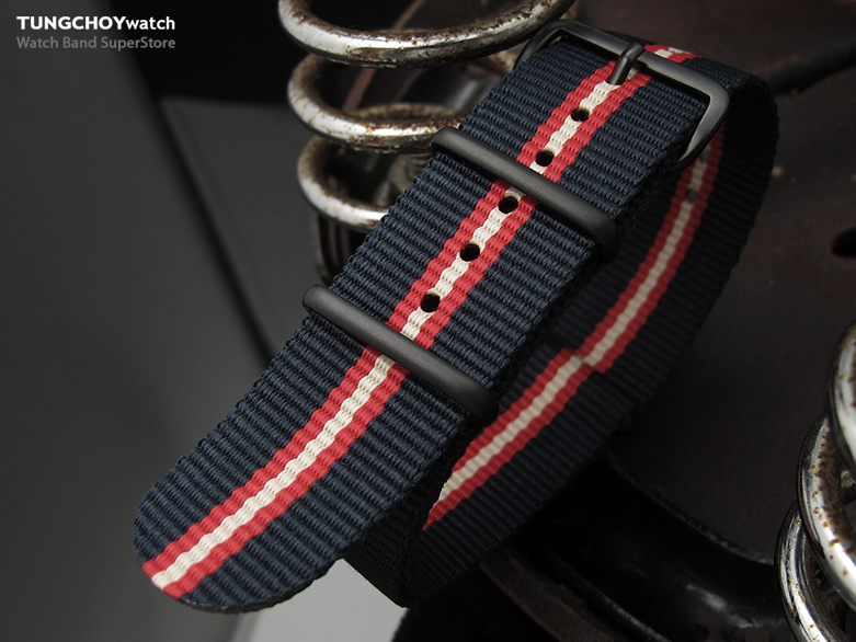 MiLTAT 20mm G10 Military Watch strap ballistic nylon armband, PVD Black - Blue, Red, Beige