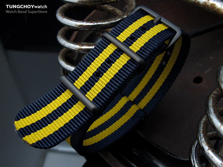MiLTAT 18mm G10 Military Watch Strap Ballistic Nylon Armband, PVD - Double Yellow and Blue