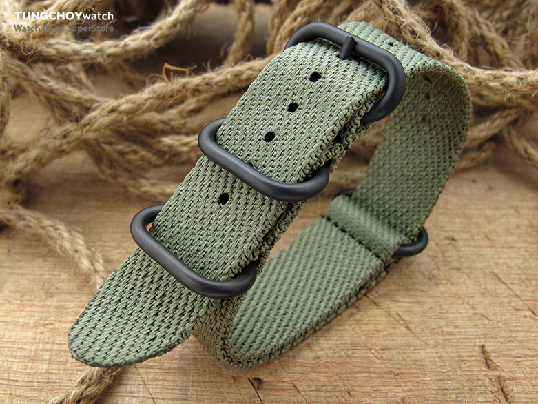 MiLTAT 22mm G10 Military Waffle ZULU Watch Strap, Nylon Armband, PVD - Military Green