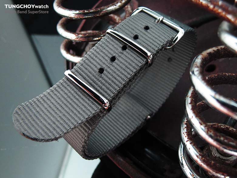 MiLTAT 22mm G10 Military Watch Strap Ballistic Nylon Armband, Polished - Military Grey