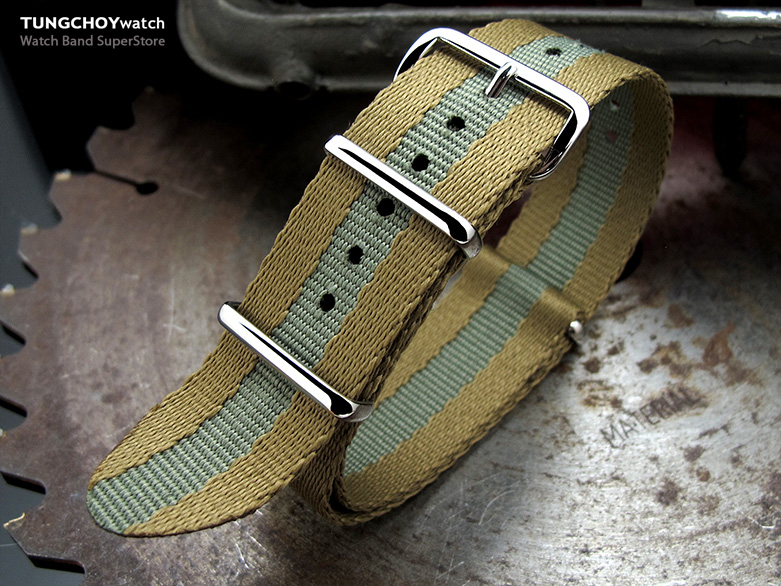 MiLTAT 22mm G10 Military NATO Watch Strap, Sandwich Nylon Armband, Polished - Military Green