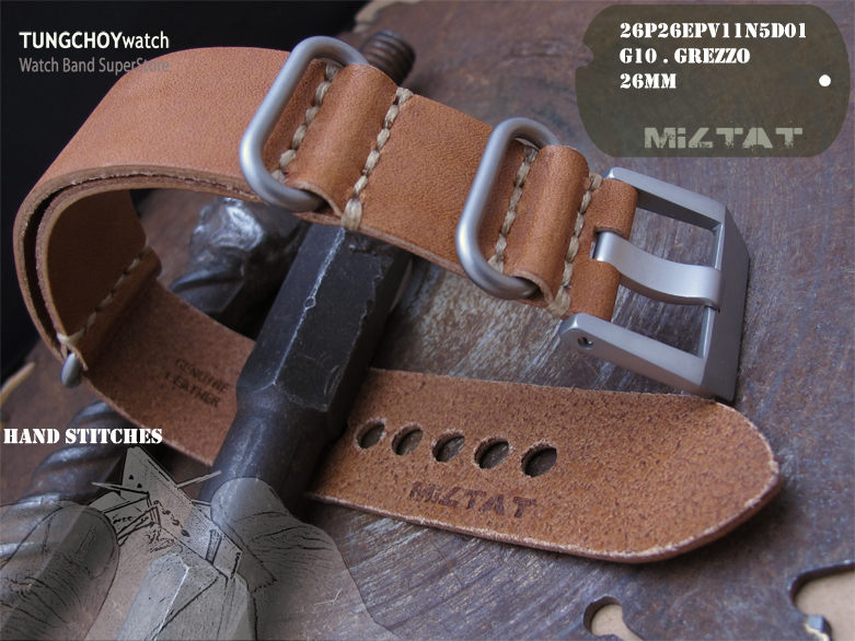 26mm MiLTAT G10 Grezzo Zulu watch strap Saddle Brown BL
