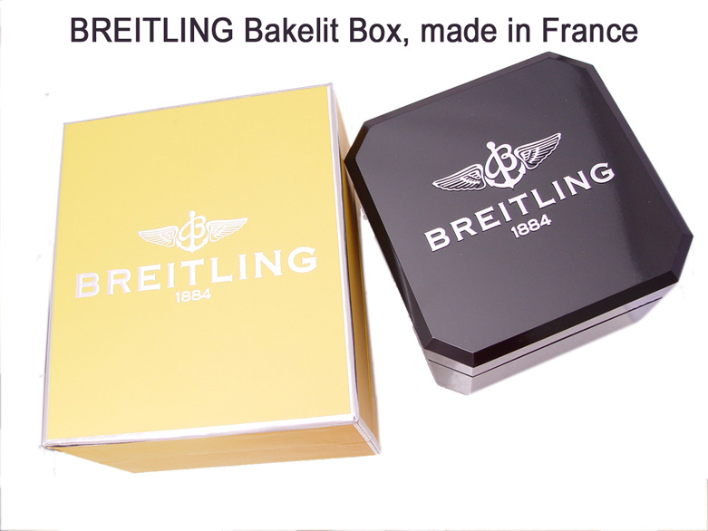 (BRE-BOX-05LED) Authentic Breitling Bakelite Watch Box in Black, Like New
