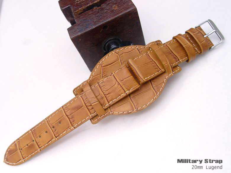 (BUN20-004RFBX) 20mm BUND MILITARY WATCH BAND STRAP Crocodile Grain