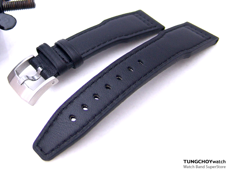 21mm Black Calf Screw-in Buckle for IWC Big Pilot Replacement Watch Band
