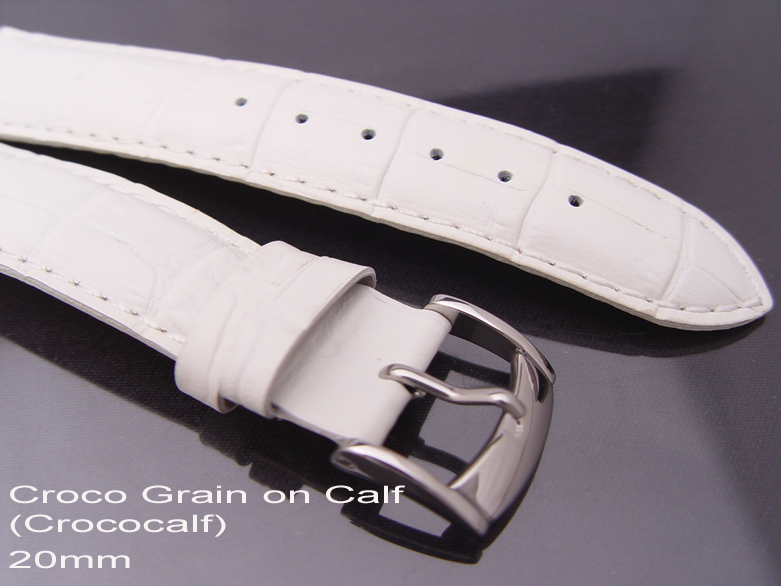20mm Croco Grain on Calf (Crococalf) Off White Strap