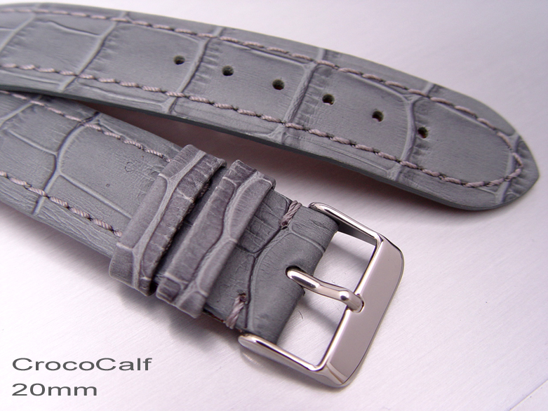 (CG2020008) 20mm CrocoCalf  (Croco Grain) Grey Strap