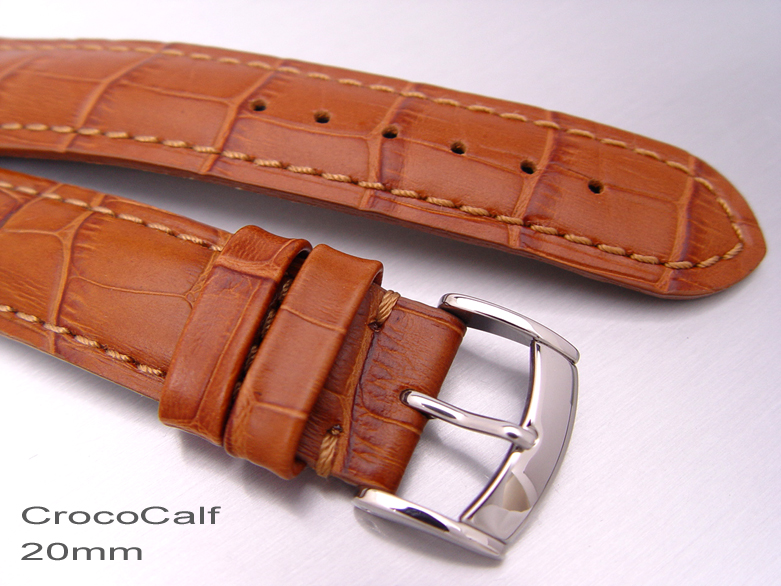 (CG2020010) 20mm Cr ocoCalf (Croco Grain) Brown Strap