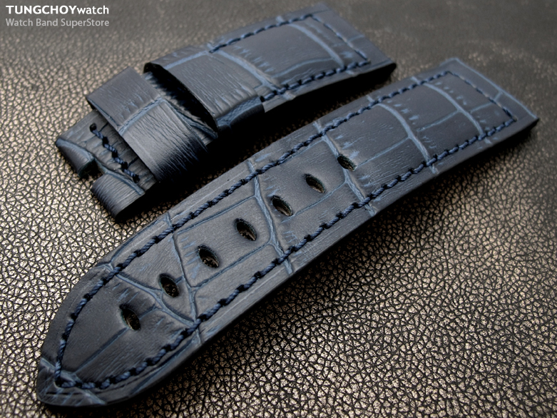 (CG242200ZZ051)CrocoCalf (Croco Grain) 24mm Ocean Blue Watch Strap for 44mm PANERAI