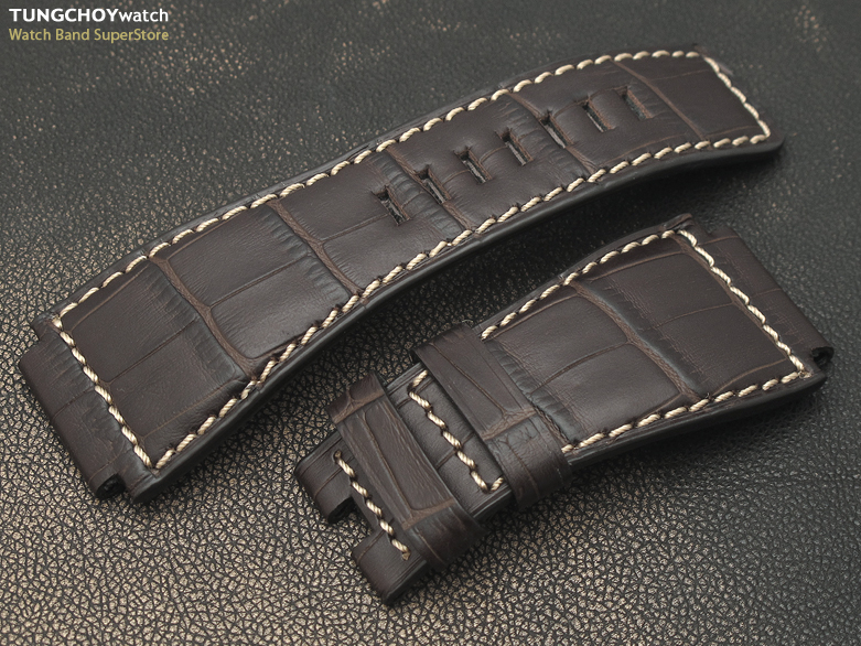 (CG332400BE040)Bell & Ross BR01 Type 24mm Dark Chocolate CrocoCalf Watch Strap