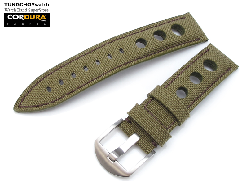 20mm 1000D Cordura Nylon Military Green Punch Hole Watch Band