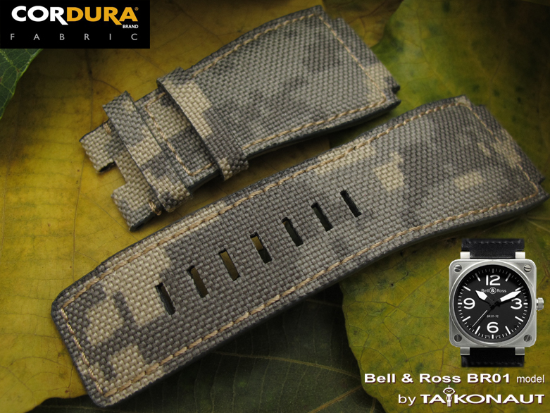 Bell & Ross BR01 Type 1000D Cordura Nylon 24mm Digital Camo Watch Strap