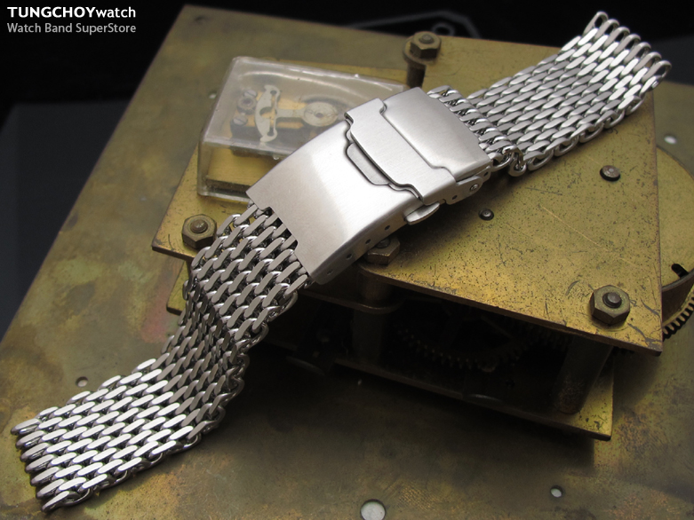 17mm,18mm Ploprof 316 Reform Stainless Steel "SHARK" Mesh Watch Band Diver Strap B