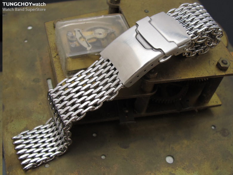 17mm,18mm Ploprof 316 Reform Stainless Steel "SHARK" Mesh Watch Band Diver Strap P