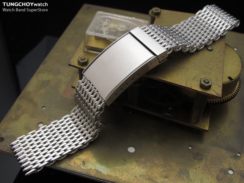 21mm, 22mm, 23mm Ploprof 316 Reform Stainless Steel "SHARK" Mesh Watch Band Seatbelt Strap B