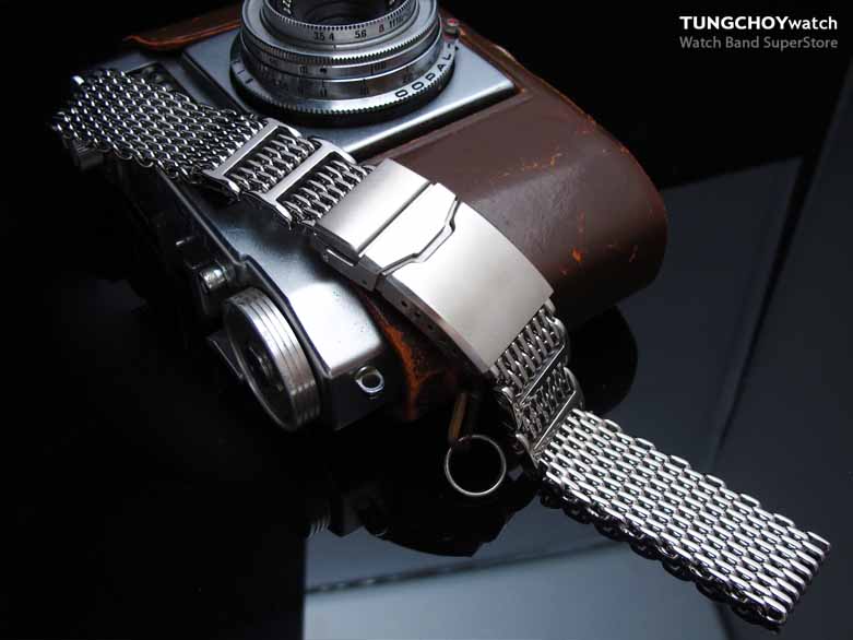 23mm, 24mm Flexi Ploprof 316 Reform "SHARK" Mesh Band, 316L Stainless Steel, Chamfer Diver Clasp, P