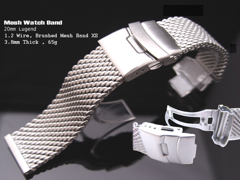 20mm Heavy Mesh Watch Band Milanese Bracelet Divers Watch Strap Push Button X Short