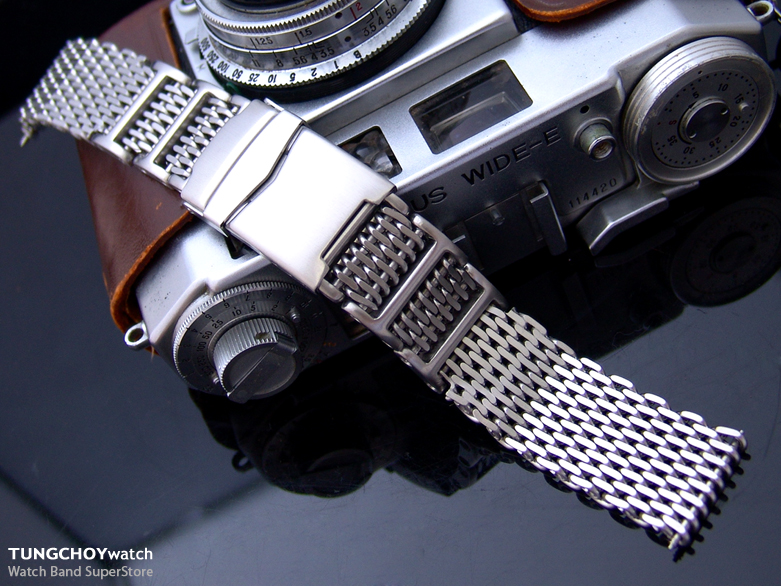 19mm 20mm or 21mm Flexi Matte Flatten Brushed "SHARK" Mesh Divers Watch Band Bracelet