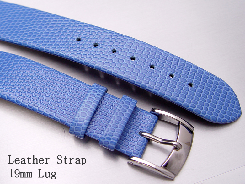 (LG1916004) 19mm Genuine Calf in Lizard Grain Icing Blue Strap