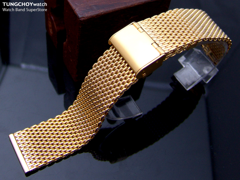 22mm Interlock Mesh Watch Band Milanese Band Classic Watch Bracelet Gold Plated
