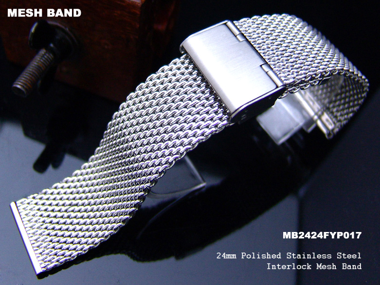 24mm Double Interlock Mesh Watch Band Milanese Band Classic Watch Bracelet P