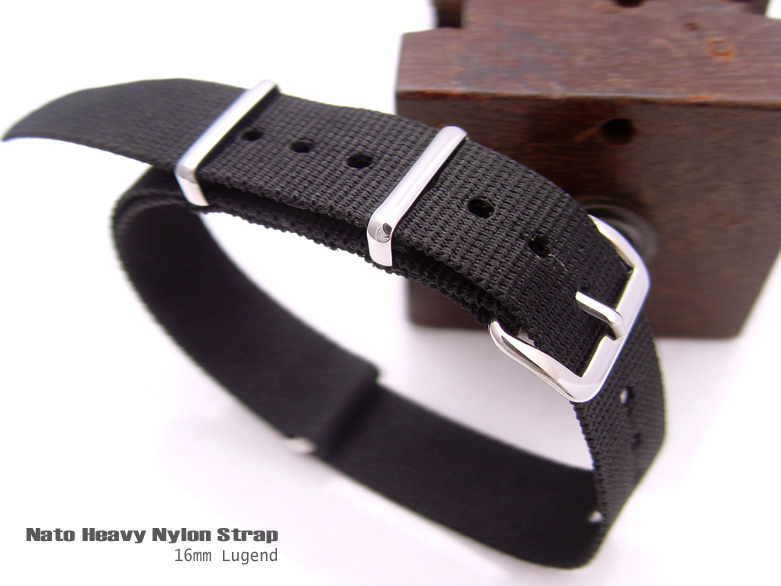 16mm Nato Heavy Nylon Black Strap