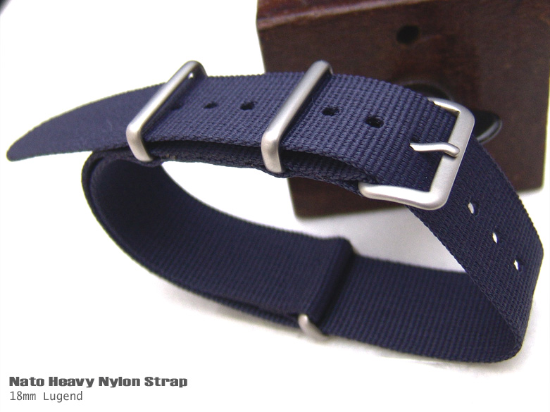 18mm Nato Heavy Nylon Brushed Buckle Blue Strap