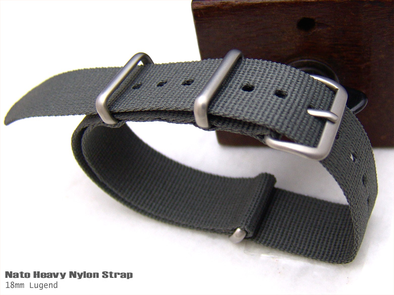 18mm Nato Heavy Nylon Brushed Buckle Military Gley Strap