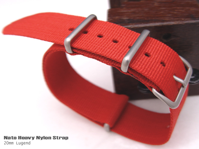 20mm NATO MILITARY NYLON RED BRUSHED BUCKLE WATCH BAND STRAP