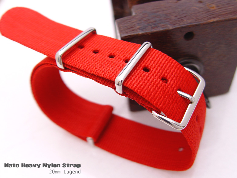 20mm NATO MILITARY NYLON RED WATCH BAND,STRAP