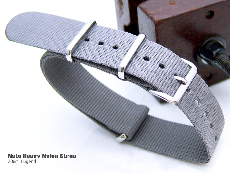 Nato 20mm Heavy NylonLight MIL Grey Polished Buckle