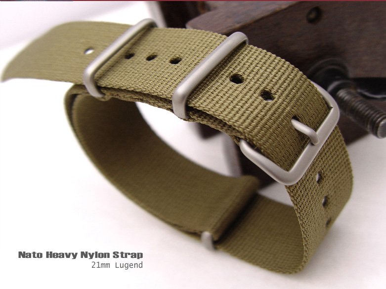 21mm Green NATO Military Nylon Watch Strap Band Brushed