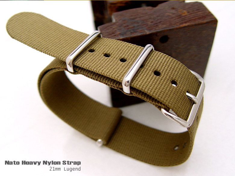 (NATO21008P) 21mm Green NATO Military Nylon Watch Strap Band Polished