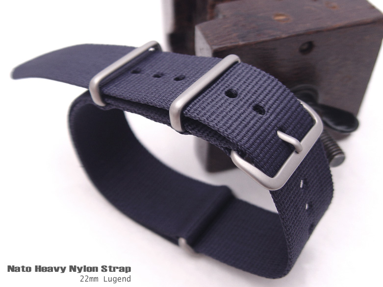 22mm Bule NATO Military Nylon Watch Strap Band Brushed