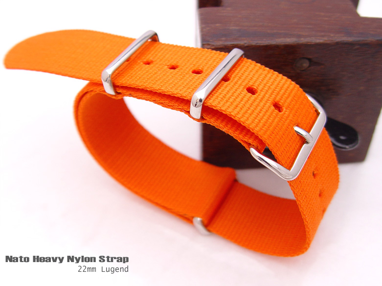 22mm NATO MILITARY NYLON ORANGE WATCH BAND, STRAP