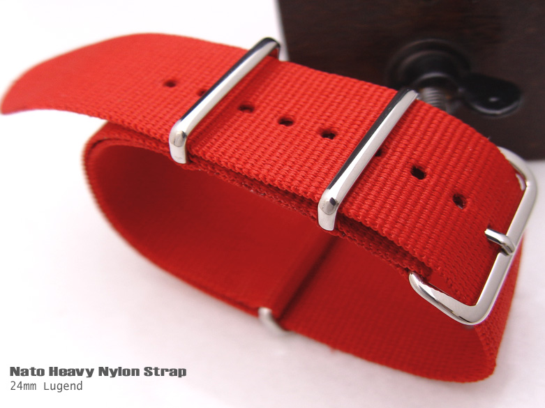 24mm NATO MILITARY NYLON RED WATCH BAND STRAP