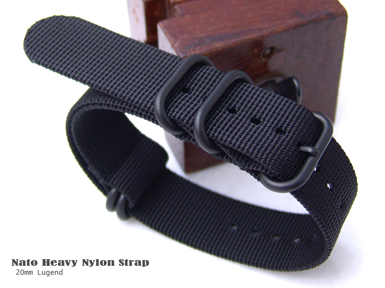 20mm NATO 5 Rings Zulu Heavy Thread Nylon-Black - IP Black Hardware