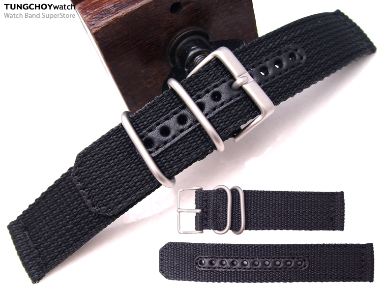 (NN2020011) 20mm Heavy Nylon for Military Black Style Watch Strap with Buckle