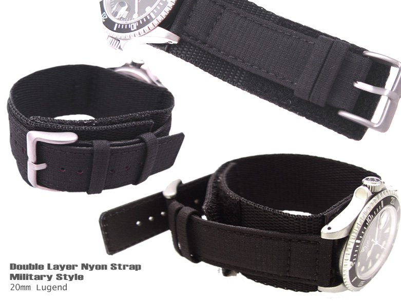(NN2020FYB013) Double Layer Nylon 20mm Strap for Rolex Sport watch